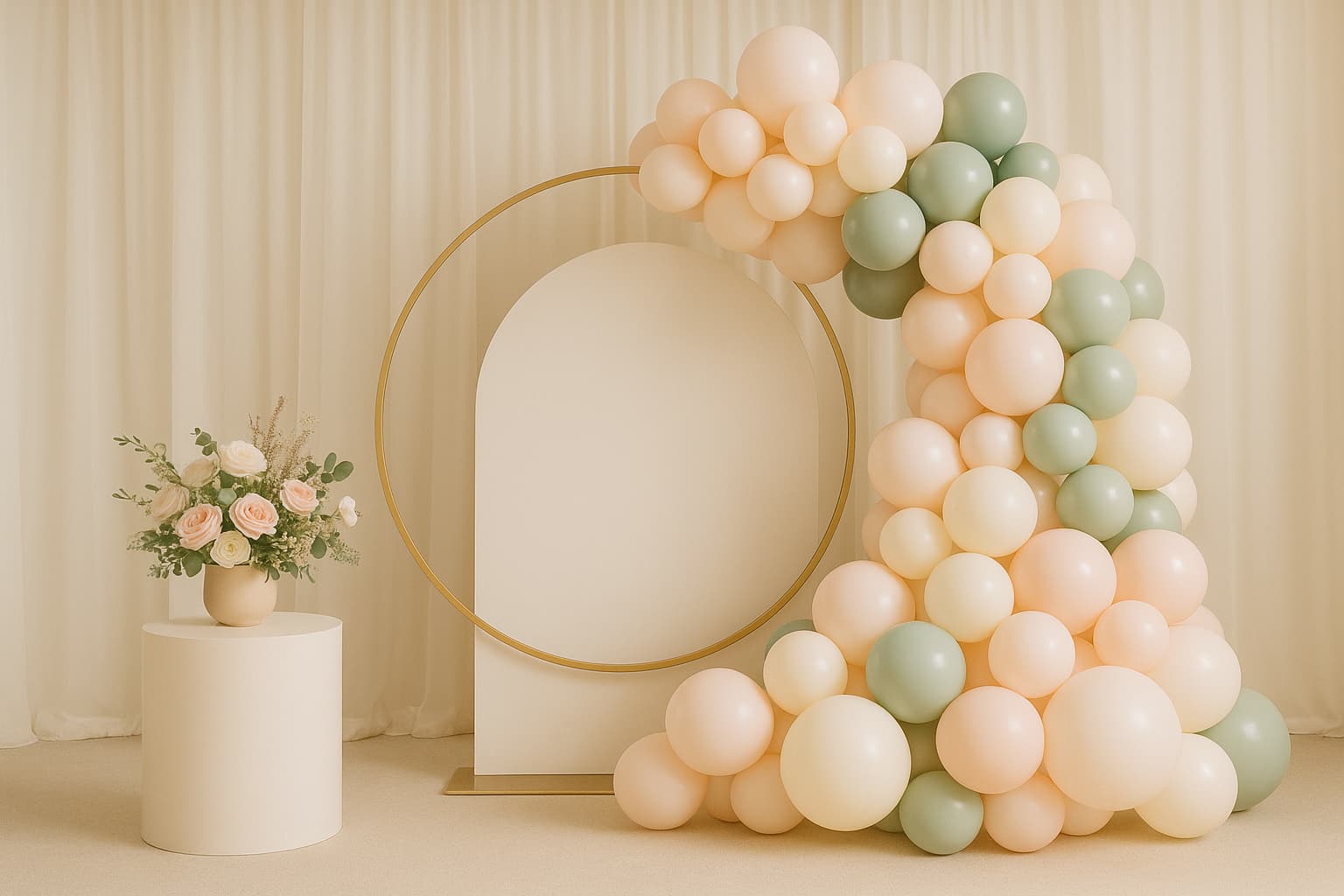 Organic balloon styling in soft tones